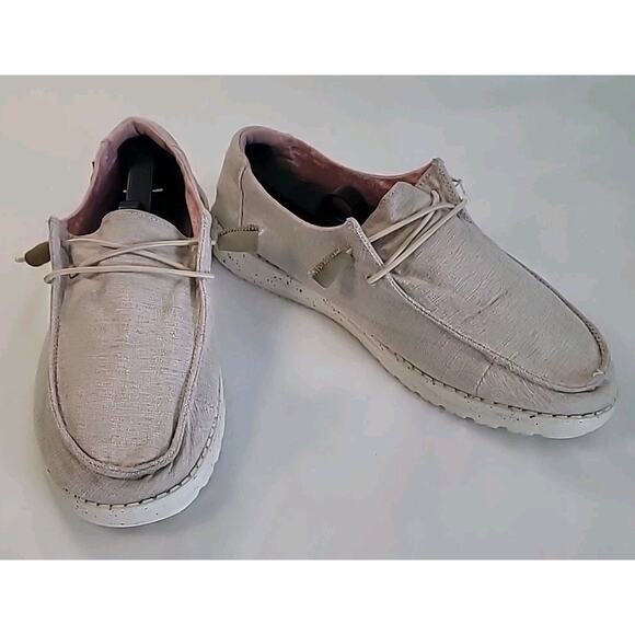 Hey Dude Wendy Chambray White Nut Size 10 Slip-On Shoes GUC - Picture 3 of 10